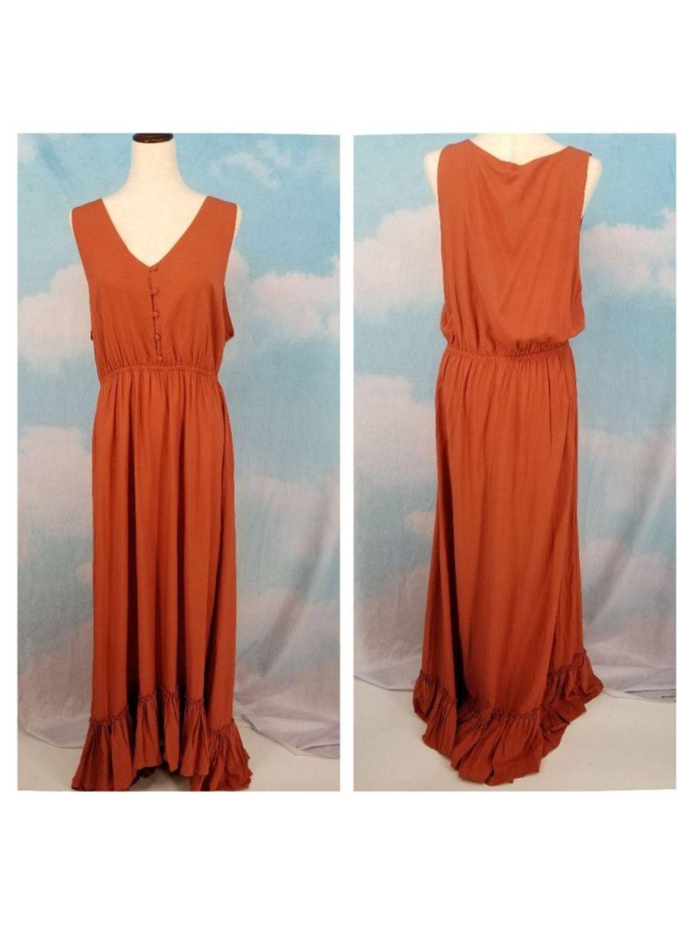 BB Dakota by Steve Madden Precious Hem Maxi Dress Clay Red Large NWT